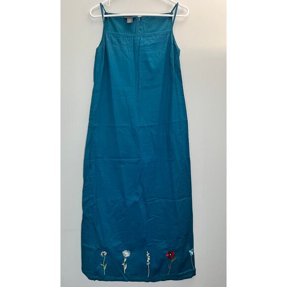 Relativity Dark Teal Embroidered Flower Strappy Dress Size 10 - Picture 1 of 5